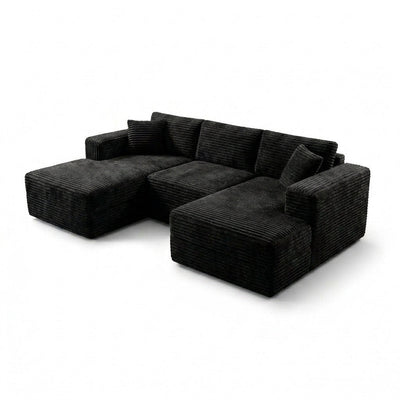 Modular Sectional Sofa Designed for Deep Comfort, Wide-Wale Corduroy, L-Shaped, Oversized Seating