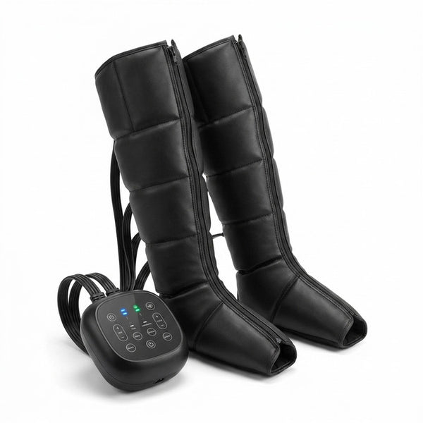 Air Compression Leg Recovery System Foot Massager for Circulation and Relaxation Calf Massage Muscle Pain Relief Device — Studio Shot
