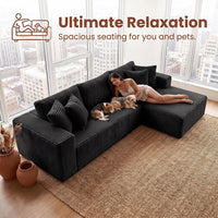 Boneless Couch Modular Sectional Sofa Cloud Couch | Oversized Deep-Seat Wide-Wale Corduroy L-Shaped Sectional Couch for Living Room, Apartment and Family Room
