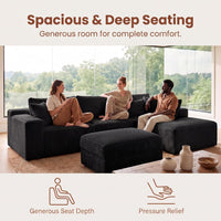 Boneless Couch Modular Sectional Sofa Cloud Couch | Oversized Deep-Seat Wide-Wale Corduroy L-Shaped Sectional Couch for Living Room, Apartment and Family Room