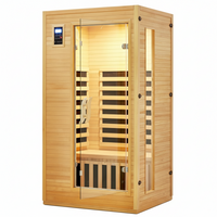 Infrared Sauna Built for Home Wellness, Canadian Hemlock Wood, Low EMF Carbon Crystal Heaters, Bluetooth & LED