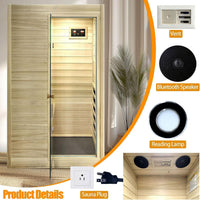 Far Infrared Sauna European Aspen Wood 1 Person Infrared Sauna for Home 905W Low EMF Mini Indoor Sauna with Bluetooth Speakers, Right Door