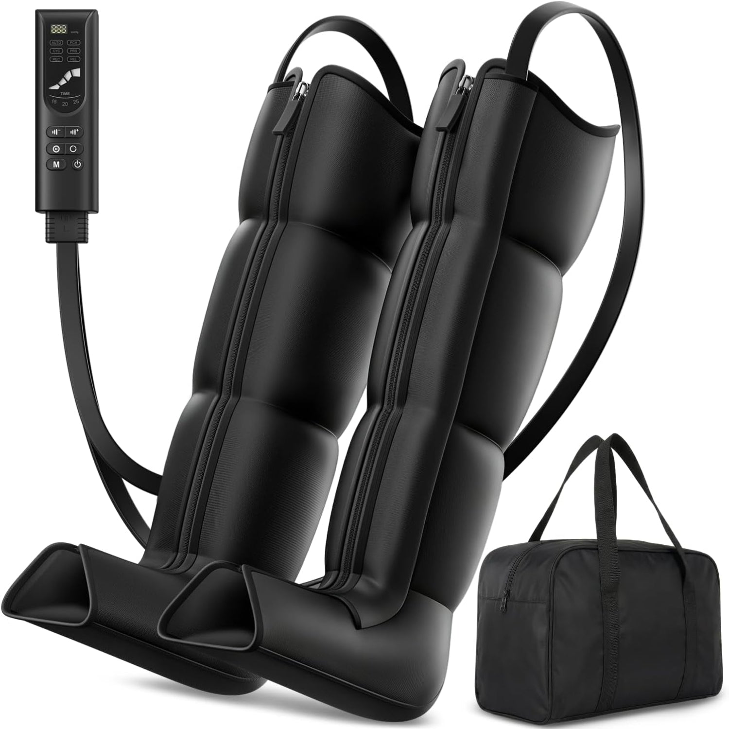 Leg Compression Massager, Full-Leg Compression Boots, Black Medium | 8 Intensity & 6 Modes for Circulation & Muscle Relief, Fast Recovery for Athletes, FSA-HSA Eligible, Gifts for Men & Women