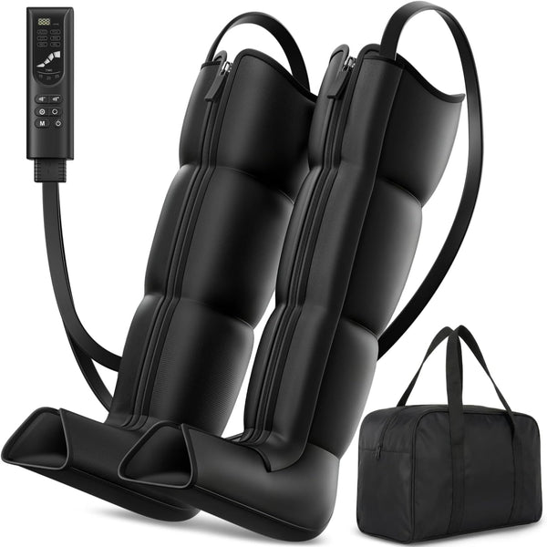 Leg Compression Massager, Full-Leg Compression Boots, Black Medium | 8 Intensity & 6 Modes for Circulation & Muscle Relief, Fast Recovery for Athletes, FSA-HSA Eligible, Gifts for Men & Women