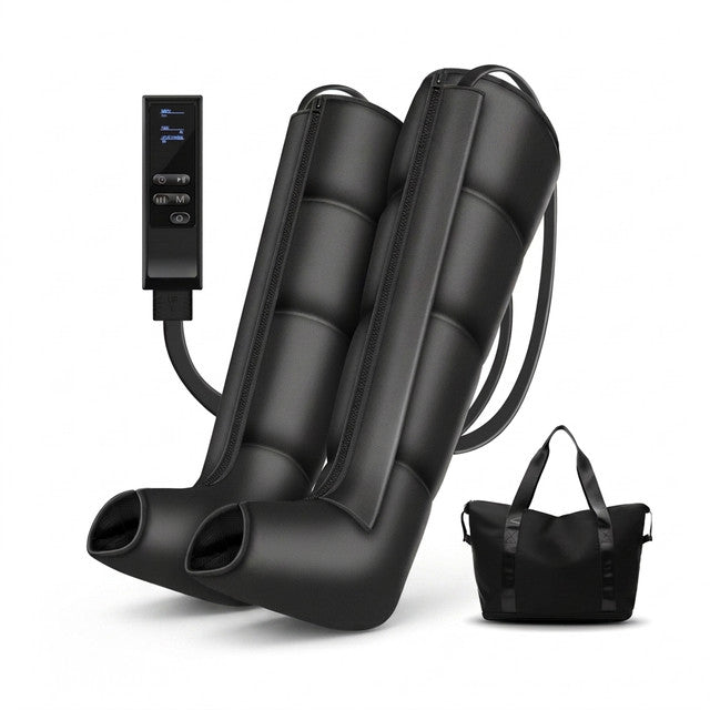 Leg Compression Massager,Professional Full Leg Sequential Pressure Boots, Air Compression Recovery System for Athletes - Circulation and Edema, RLS, Swelling, Pain Relief,9 Intensities 6 Modes — Studio Shot