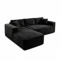 Boneless Couch Modular Sectional Sofa Cloud Couch | Oversized Deep-Seat Wide-Wale Corduroy L-Shaped Sectional Couch for Living Room, Apartment and Family Room