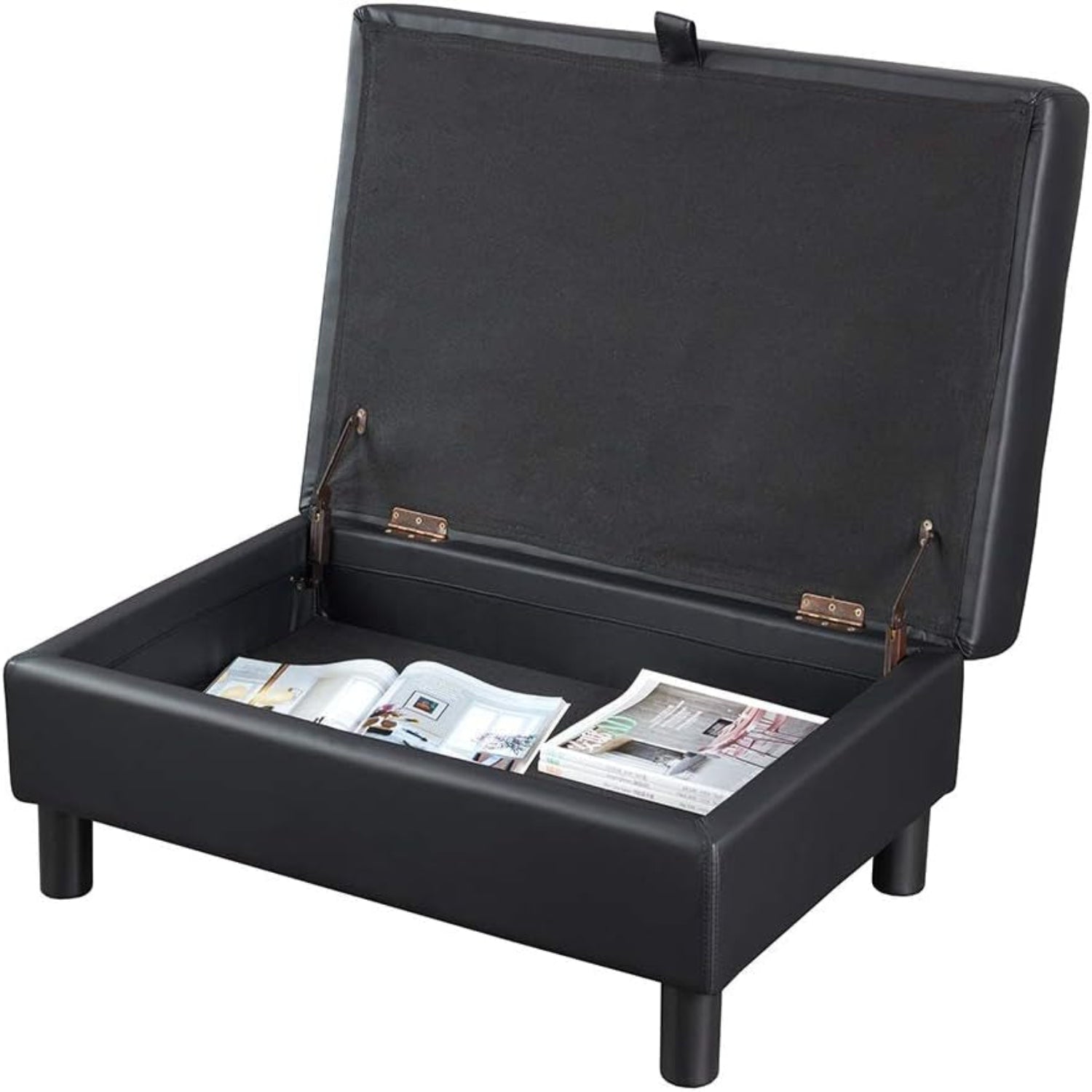 Sectional Sofa, L-Shape Faux Leather Sectional Sofa Couch Set with Chaise, Ottoman, 2 Toss Pillow Using for Living Room Furniture.（Black）