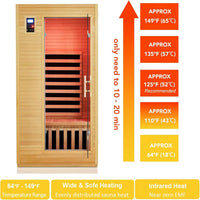 Infrared Sauna Built for Home Wellness, Canadian Hemlock Wood, Low EMF Carbon Crystal Heaters, Bluetooth & LED
