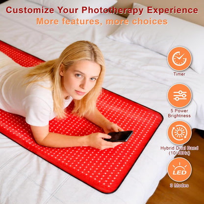 Full Body Red Light Therapy Mat, Large Size Red Light Therapy for Body 660 & 850Nm Dual Wavelength Red Light Blanket, Birthday Christmas Gifts for Women Men Mom Dad Father Lover 76.8"X33.4"
