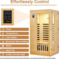 Infrared Sauna Built for Home Wellness, Canadian Hemlock Wood, Low EMF Carbon Crystal Heaters, Bluetooth & LED