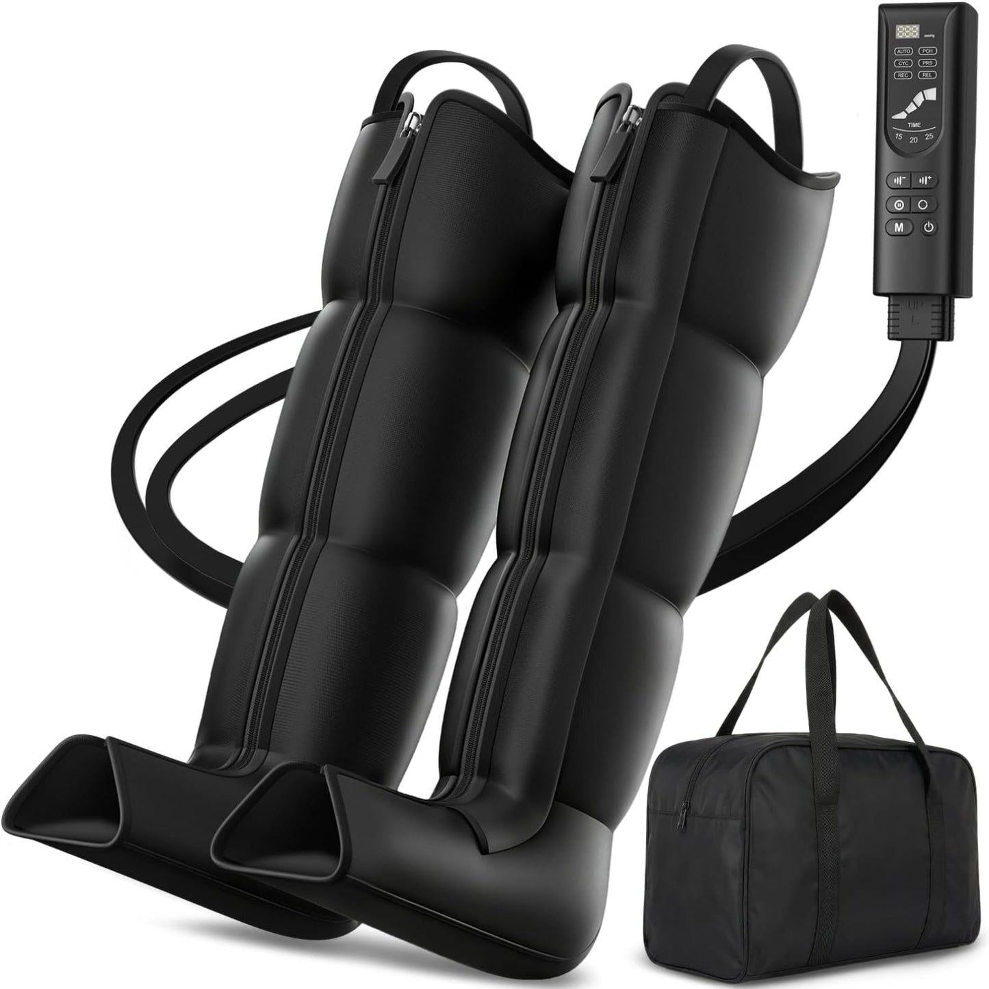 Leg Compression Massager, Full-Leg Compression Boots, Black Medium | 8 Intensity & 6 Modes for Circulation & Muscle Relief, Fast Recovery for Athletes, FSA-HSA Eligible, Gifts for Men & Women
