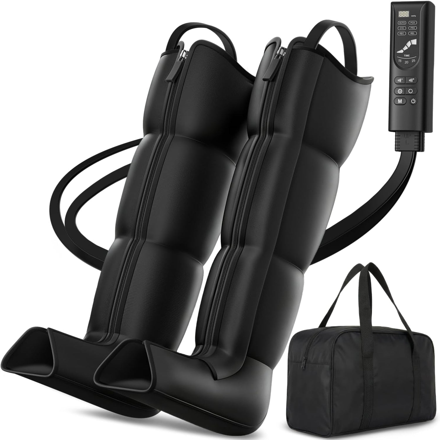 Leg Compression Massager, Full-Leg Compression Boots, Black Medium | 8 Intensity & 6 Modes for Circulation & Muscle Relief, Fast Recovery for Athletes, FSA-HSA Eligible, Gifts for Men & Women