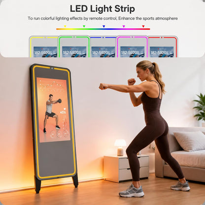 Smart Gym Mirror with 32 Inch FHD Touchscreen, Full-Length Fitness Mirror