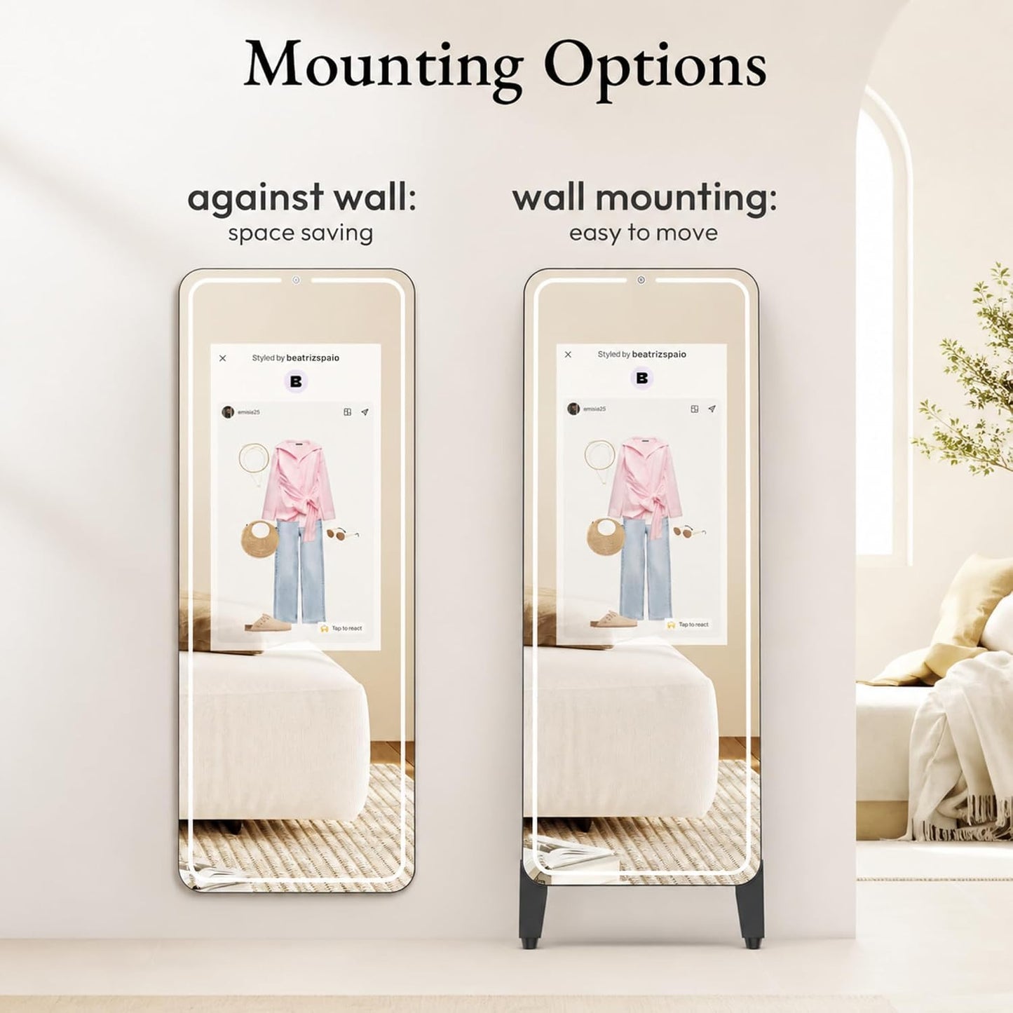 Smart Gym Mirror with 32 Inch FHD Touchscreen, Full-Length Fitness Mirror