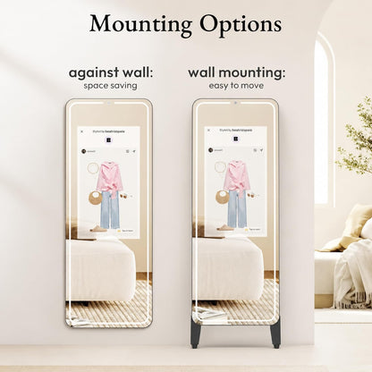 Smart Gym Mirror with 32 Inch FHD Touchscreen, Full-Length Fitness Mirror