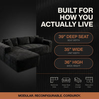 Boneless Couch Modular Sectional Sofa Cloud Couch | Oversized Deep-Seat Wide-Wale Corduroy L-Shaped Sectional Couch for Living Room, Apartment and Family Room — Results & Stats