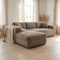 Boneless Couch Modular Sectional Sofa Cloud Couch | Oversized Deep-Seat Wide-Wale Corduroy L-Shaped Sectional Couch for Living Room, Apartment and Family Room — Studio Shot