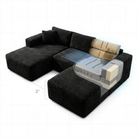 Boneless Couch Modular Sectional Sofa Cloud Couch | Oversized Deep-Seat Wide-Wale Corduroy L-Shaped Sectional Couch for Living Room, Apartment and Family Room — How It Works