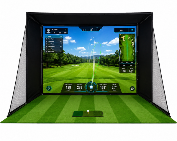 Complete Home Golf Simulator Enclosure Kit with Impact Screen &amp; Hitting Mat