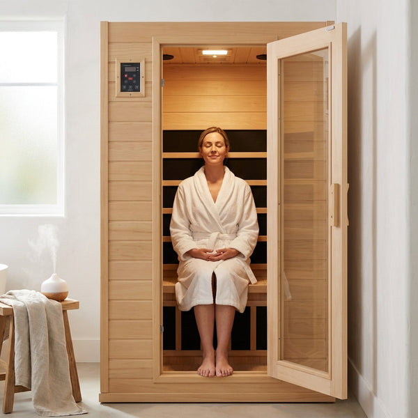 Infrared Sauna Built for Daily Recovery, European Aspen Wood, 905W Low EMF, Bluetooth Speakers