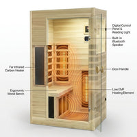 Far Infrared Sauna European Aspen Wood 1 Person Infrared Sauna for Home 905W Low EMF Mini Indoor Sauna with Bluetooth Speakers, Right Door — How It Works