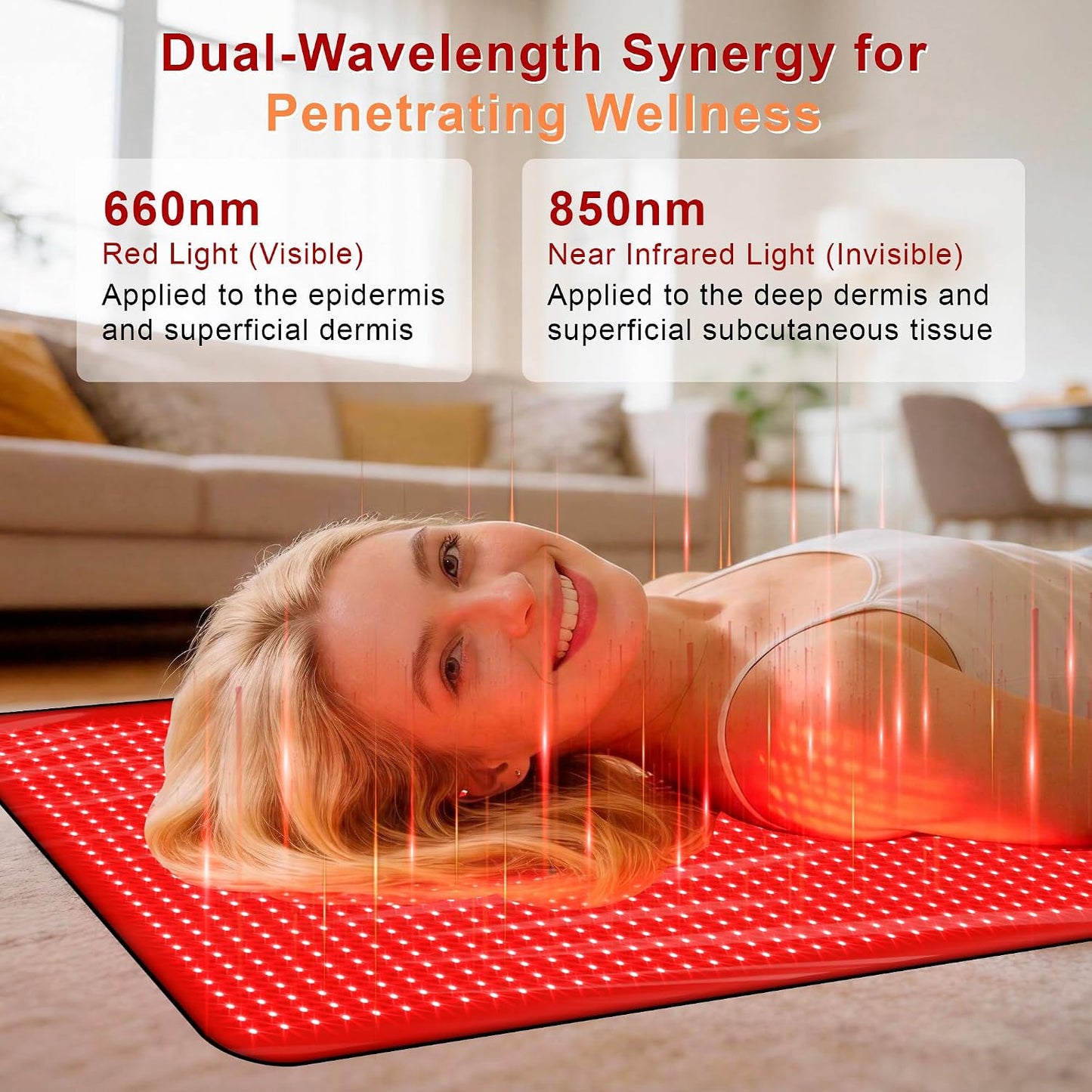 Full Body Red Light Therapy Mat, Large Size Red Light Therapy for Body 660 & 850Nm Dual Wavelength Red Light Blanket, Birthday Christmas Gifts for Women Men Mom Dad Father Lover 76.8"X33.4"