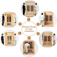 Infrared Sauna Built for Home Wellness, Canadian Hemlock Wood, Low EMF Carbon Crystal Heaters, Bluetooth & LED