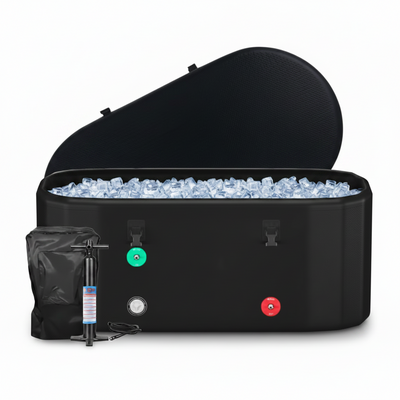 XXL Drop Stitch Ice Bath Tub for Recovery 216 Gal, Compatible with Water Chillers, Cold Plunge Tub with Insulated Lid, Multi-Layer Portable Bathtub for Cold Water Therapy(59In*32.2In*27In)