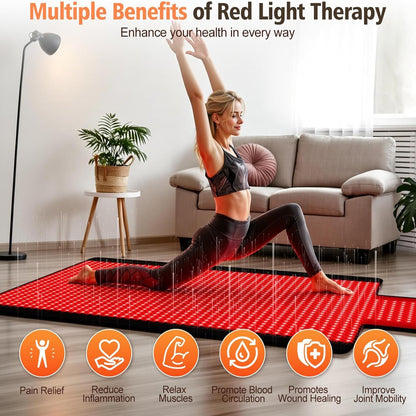 Red Light Therapy Mat for Full Body, Red Light Therapy Blanket, 2 in 1 Leds (660Nm & 850Nm) for Home Use, 3 Modes & Adjustable Timer, 76.8'' X 33.4''
