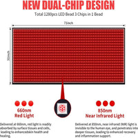 Red Light Therapy Mat for Body Pain Relief,Red Light Therapy Blanket 1280 Leds Red near Infrared 660Nm 850Nm Full Body Pad, 71"X 31" Large Red Light Therapy Pad