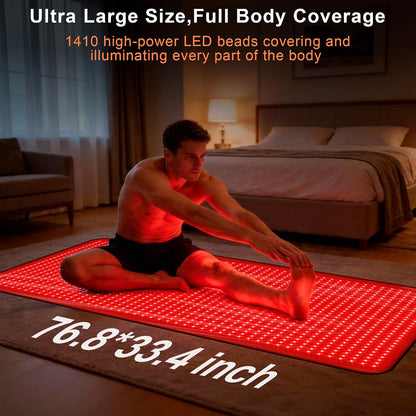 Full Body Red Light Therapy Mat, Large Size Red Light Therapy for Body 660 & 850Nm Dual Wavelength Red Light Blanket, Birthday Christmas Gifts for Women Men Mom Dad Father Lover 76.8"X33.4"