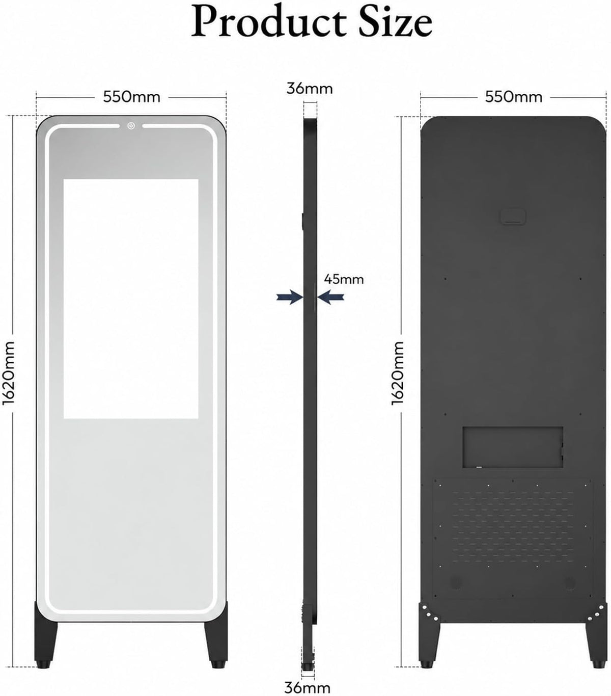 Smart Gym Mirror with 32 Inch FHD Touchscreen, Full-Length Fitness Mirror