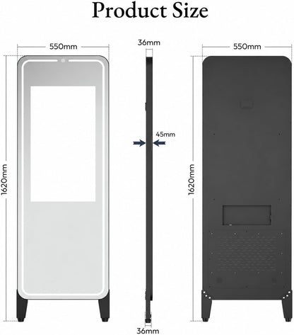 Smart Gym Mirror with 32 Inch FHD Touchscreen, Full-Length Fitness Mirror